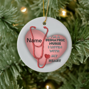 Red Paediatrics Nurse Ceramic Ornament