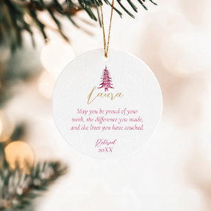 Red Pagoda Christmas Tree Retirement 1-Photo Ceramic Ornament