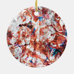 Red paint brush abstract modern digital art ceramic ornament