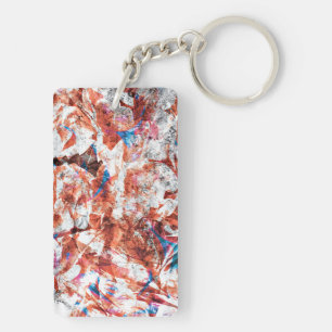 Red paint brush abstract modern digital art key ring