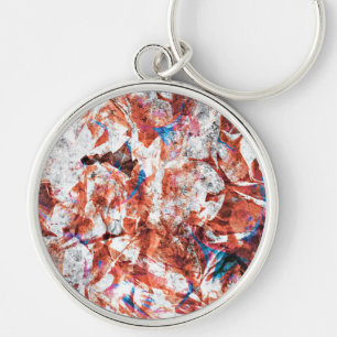 Red paint brush abstract modern digital art key ring
