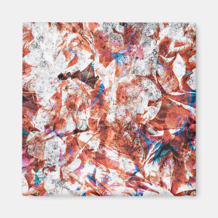 Red paint brush abstract modern digital art magnet