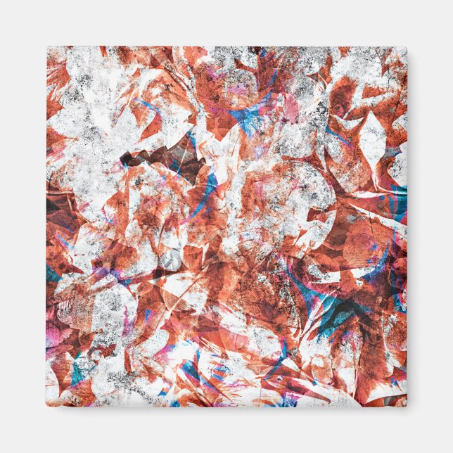 Red paint brush abstract modern digital art magnet (Front)