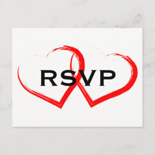 Red Paint Brush Heart RSVP Postcard