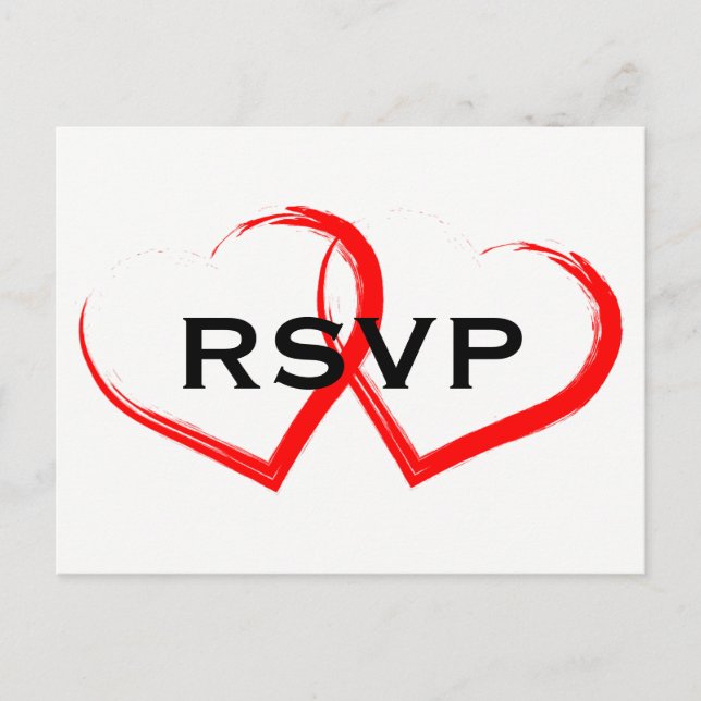 Red Paint Brush Heart RSVP Postcard (Front)