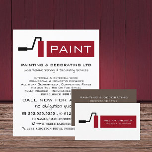 Red Paint Roller, Painter & Decorator Advertising Flyer