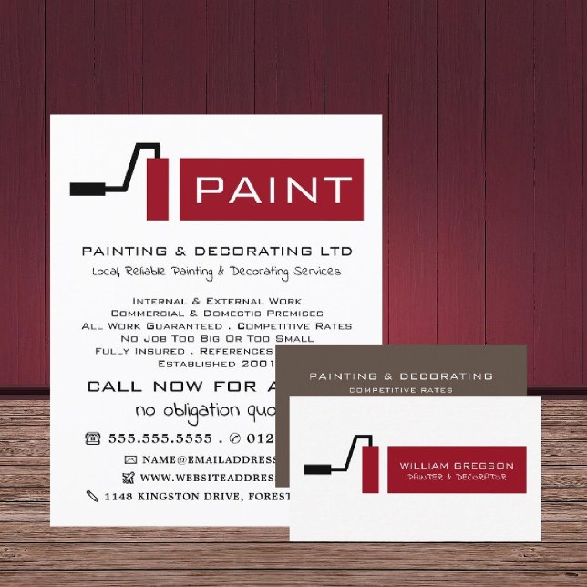 Red Paint Roller, Painter & Decorator Advertising Flyer (Creator Uploaded)