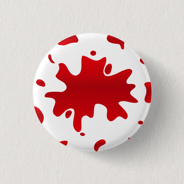 Red paint splash 3 cm round badge (Front)