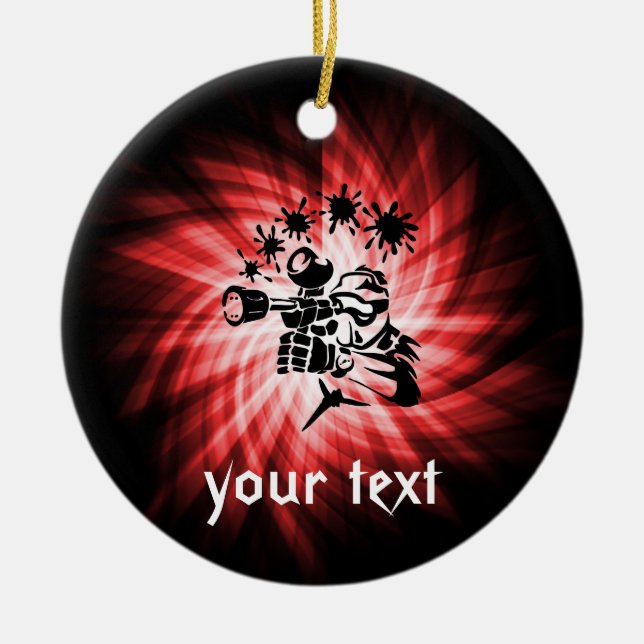 Red Paintball Ceramic Ornament (Front)