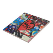 red painted heart love graffiti ceramic tile (Side)