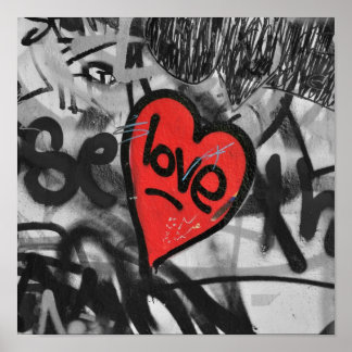 red painted heart poster