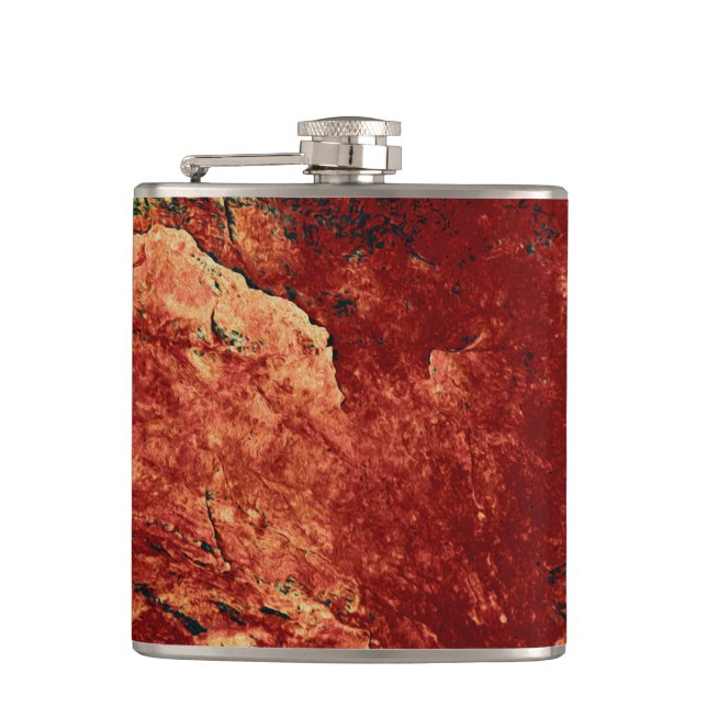 Red Painted Rock Hip Flask (Front)