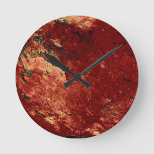 Red Painted Rock Round Clock