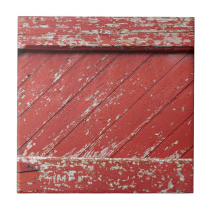 Red Painted Wooden Barn Door Ceramic Tile