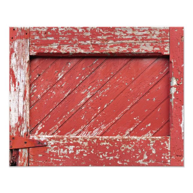 Red Painted Wooden Barn Door Photo Print (Front)