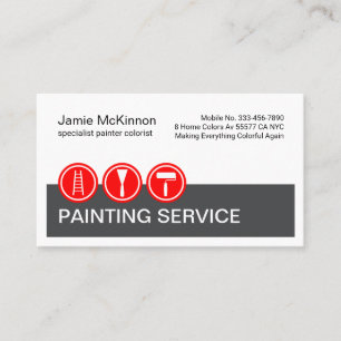 Red Painting Icons On Grey Layer Painter Business Card