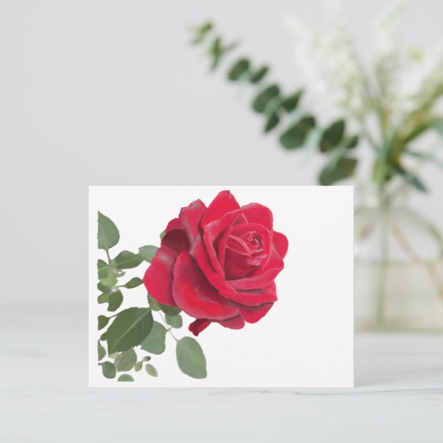 Red Painting Rose Postcard (Standing Front)