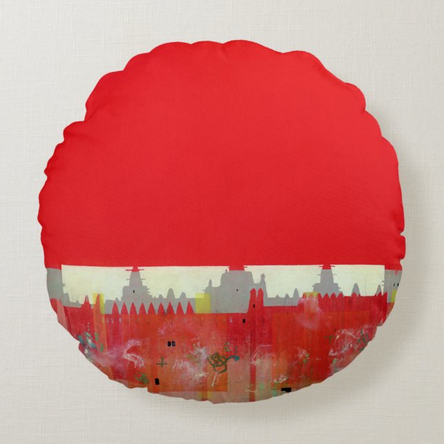 Red Painting Round Cushion (Front)