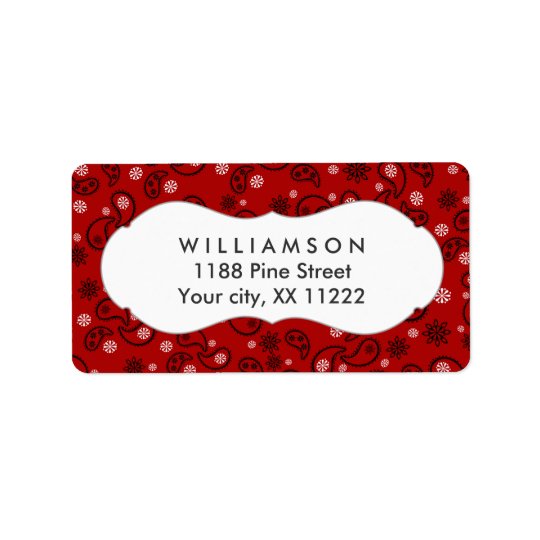 red paisley bandanna cowboy western favour address label