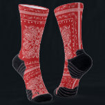 Red Paisley Bandanna Print Socks<br><div class="desc">Red paisley print premium quality socks. Visit my shop for the entire bandanna sock design collection.</div>
