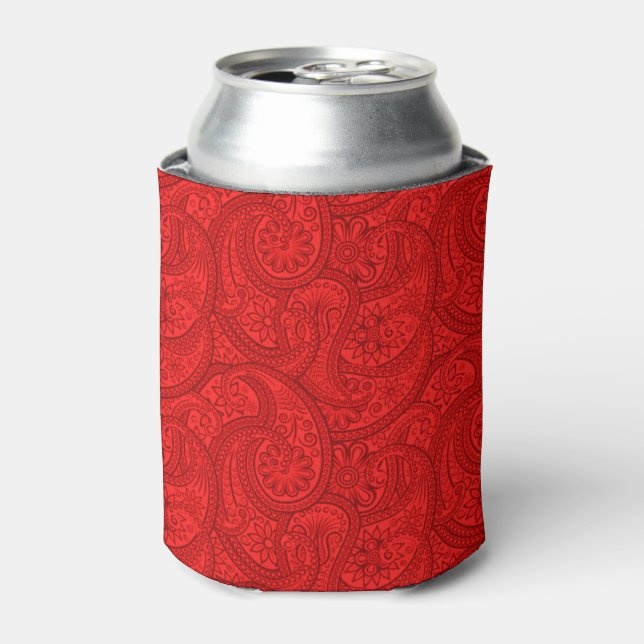 Red Paisley Can Cooler (Can Front)