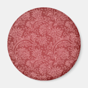 Red Paisley Damask Designer Floral Classic Magnet