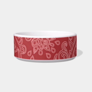Red Paisley Damask Designer Floral Vintage Classic Bowl