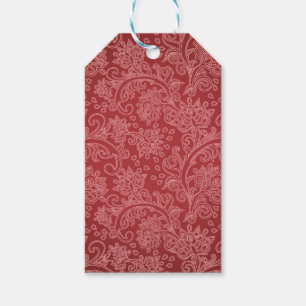 Red Paisley Damask Designer Floral Vintage Classic Gift Tags