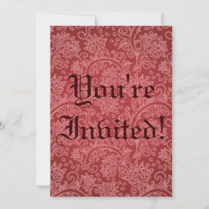 Red Paisley Damask Designer Floral Vintage Classic Invitation