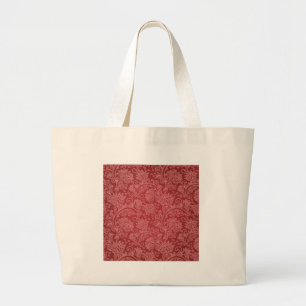 Red Paisley Damask Designer Floral Vintage Classic Large Tote Bag
