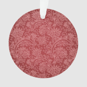 Red Paisley Damask Designer Floral Vintage Classic Ornament