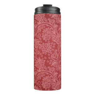 Red Paisley Damask Designer Floral Vintage Classic Thermal Tumbler