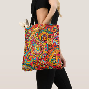 Red Paisley Design Tote Bag