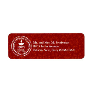 Red Paisley Diwali Return Address Label