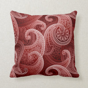 Red Paisley Exotic Pattern Cushion