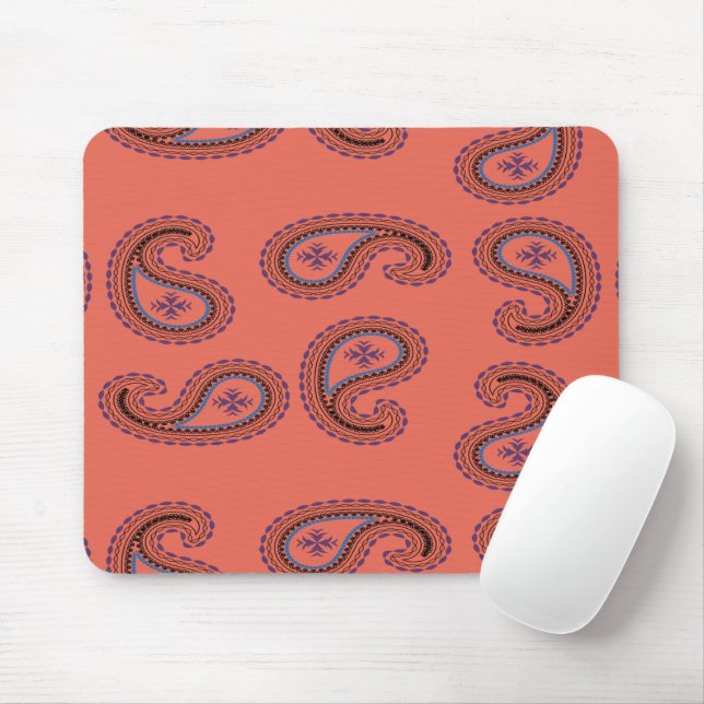 red paisley pattern mouse pad (With Mouse)