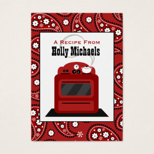 Red Paisley & Retro Stove Recipe Cards