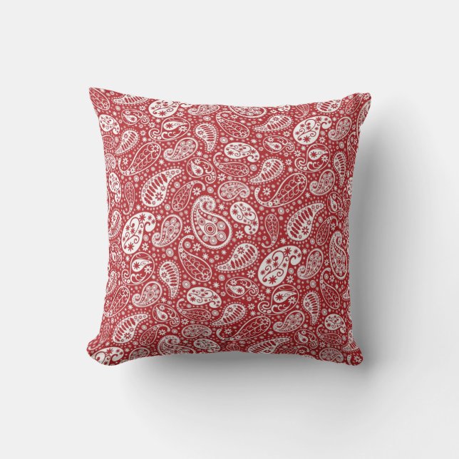 "Red Paisley Throw Pillow" Cushion (Front)