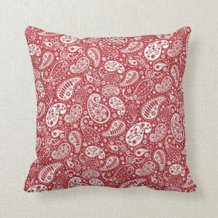 "Red Paisley Throw Pillow" Cushion