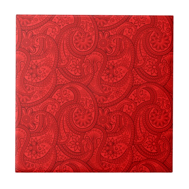 Red Paisley Tile (Front)