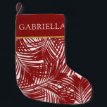 Red Palm Tree Leaf Pattern Tropical Beach Small Christmas Stocking<br><div class="desc">Christmas at the beach or on an island calls for a themed stocking with a lush red palm leaf pattern and simple red stripe that will look great hanging poolside or in the beach house.</div>