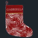 Red Palm Tree Leaf Pattern Tropical Beach Small Christmas Stocking<br><div class="desc">Christmas at the beach or on an island calls for a themed stocking with a lush red palm leaf pattern and simple red stripe that will look great hanging poolside or in the beach house.</div>