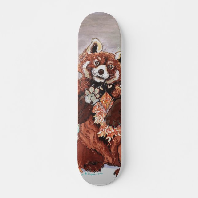 Red Panada Crystalline Vibes Art  Skateboard (Front)