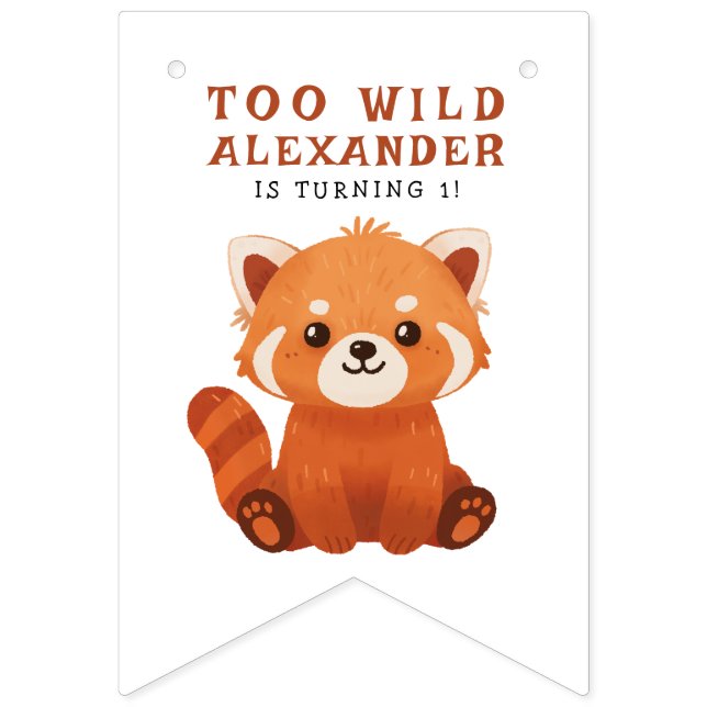 Red Panda 1st Birthday Party Bunting (First Flag)