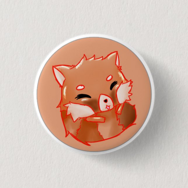 red panda 3 cm round badge (Front)