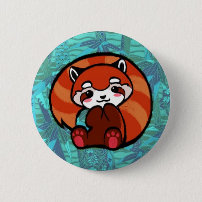 Red Panda 6 Cm Round Badge (Front)