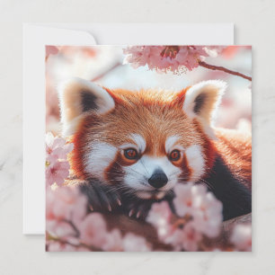 Red Panda Among Cherry Blossoms  Holiday Card