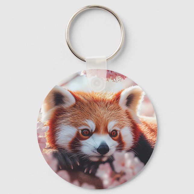 Red Panda Among Cherry Blossoms  Key Ring (Front)