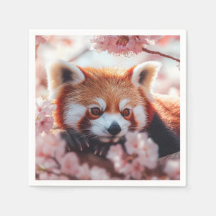 Red Panda Among Cherry Blossoms Napkin