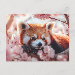 Red Panda Among Cherry Blossoms Postcard